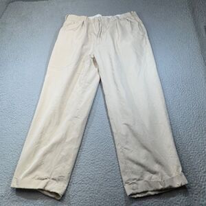Vintage Polo Ralph Lauren Pants Men 36x27 Beige Chinos Pleated Slash Pocket Silk